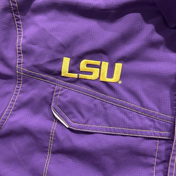 Columbia PFG LSU Tigers Shirt Mens Medium Purple Fishing College Vented Preppy - Picture 5 of 11